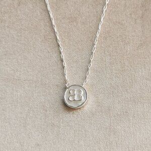 Alicia Bonnie Coin of Fortune Silver Mother of Pearl Pendant Necklace New
